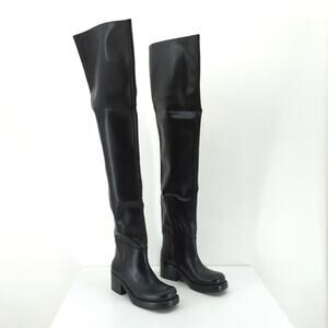 Jeffrey Campbell Women 6 Reflect OK Boots Black Thigh High Faux Leather NEW